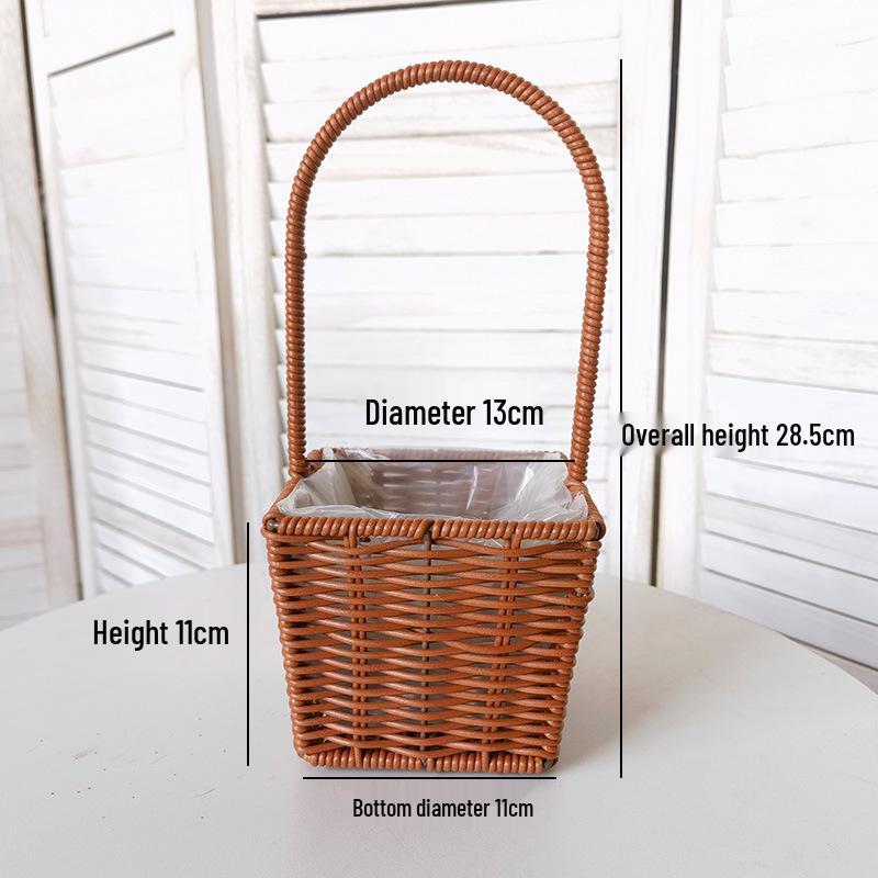 Valentinstag Handgefertigter Rattan Picknick- und Blumenkorb für Hochzeiten und Heimdekoration