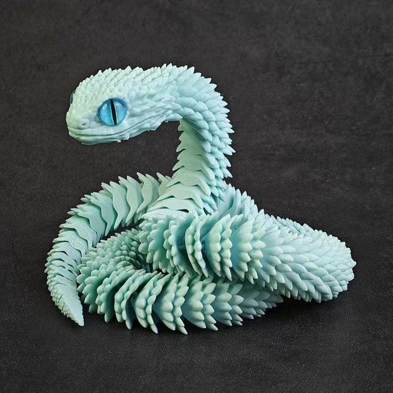 Stunning 3d Printed Snake Figurine With Articulated Joints And Lifelike Eyes For Unique Decor