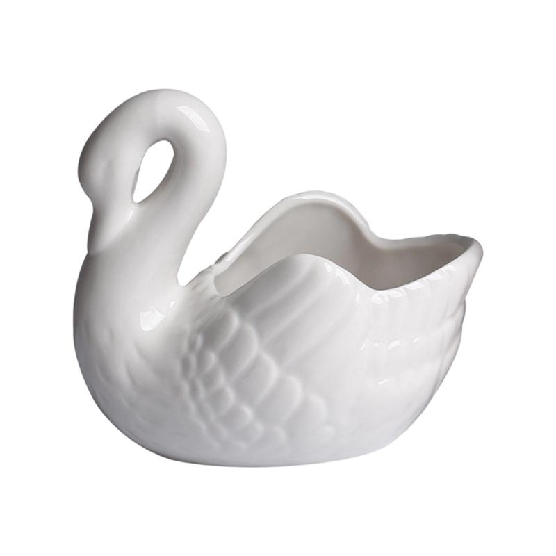 Decorative Ceramic Duck Tealight Candle Holders for Dining Table Centerpieces, Tabletop Small Succulents Planter Pot for Shelf Decors