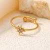 Style Fashion Versatile Octagonal Star Studded Diamond Ring Temperament Light Luxury Index Finger Ring Niche Design Ring
