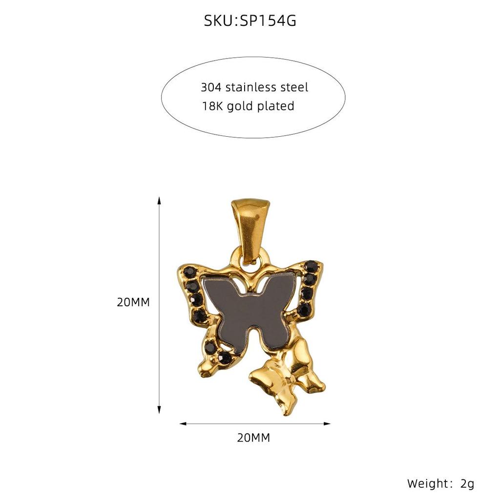 European & American Butterfly Pendant Charms: 18K Titanium Steel Necklace Accessories for DIY.