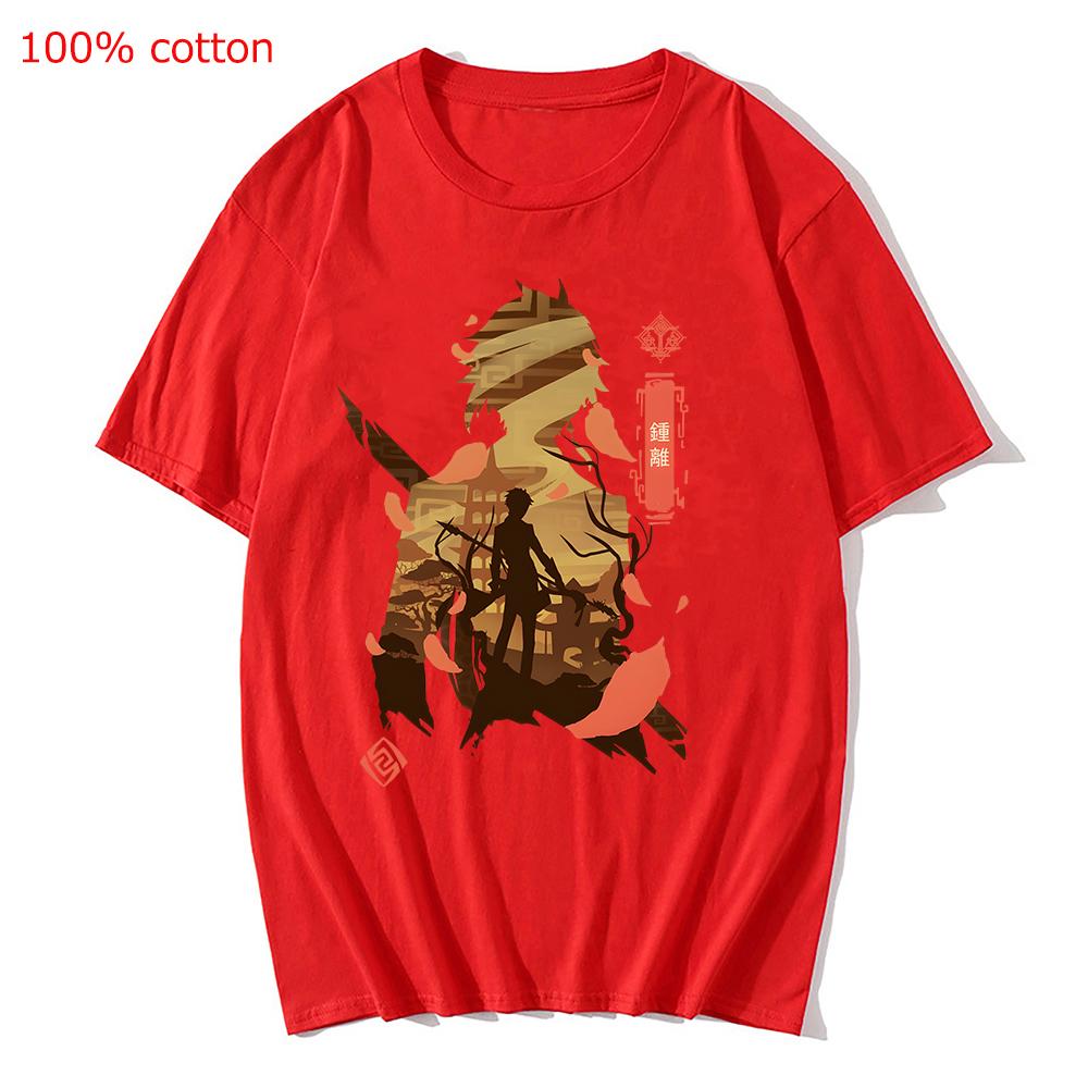 Genshin Impact Printing Tshirts Xiao Venti Print Tee Shirts Hu Tao Zhong Li Graphic T-shirt Kaedehara Kazuha Raiden Shogun Tees