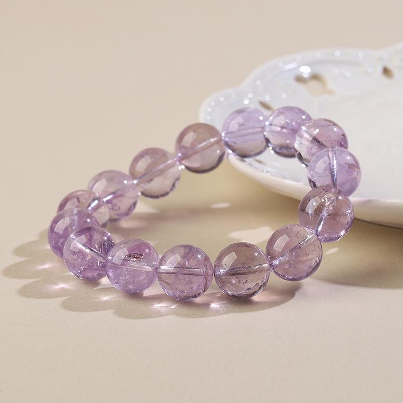 Lavender Amethyst Round Bead Bracelet - Natural Ice Fairy Design