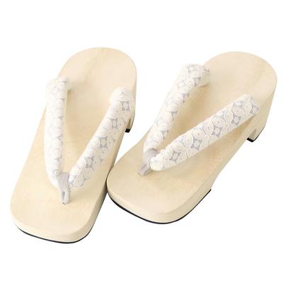 Kimono Café Yukata Geta mit Spitzenträgern und Absatz Schwarz und Hell Erhältlich in Größen und Ideal für Alltag und Gesundheit Leichte Damen Clogs, Weiß,