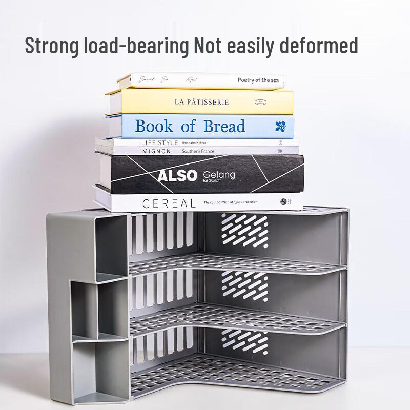 Deli 3-Section Desktop File Organizer with Pen Holder