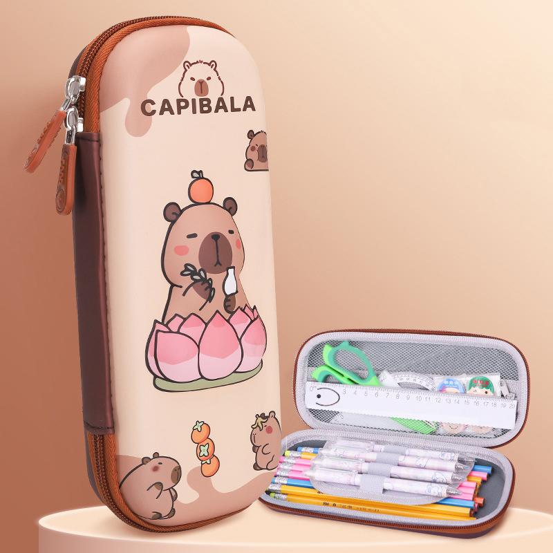 3D Capybara Pencil Case Drop Resistant Student School Supplies Large Capacity Multifunctiona Pen Pouch Stationery