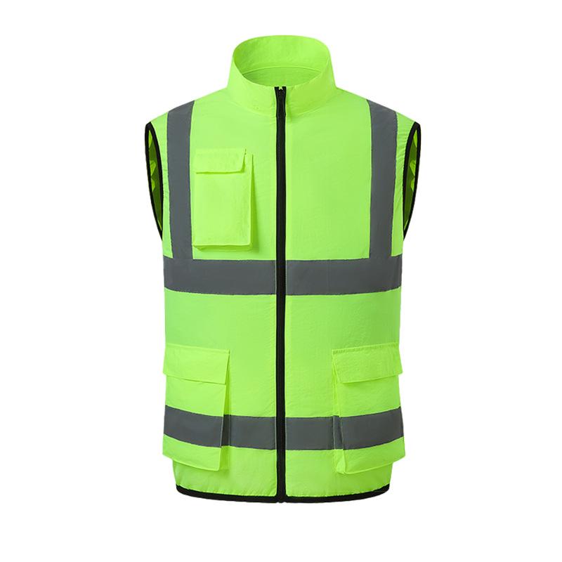 Vestă de lucru răcoritoare pentru exterior pentru bărbați, cu benzi reflectorizante și ventilator - Aer condiționat de vară pentru salubritate și administrația drumurilor.