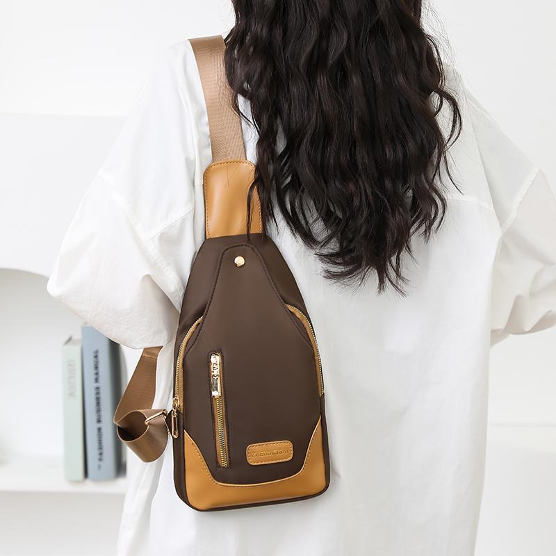 Patchwork Crossbody Bag Women's Chest Bag Nylon Shoulder Bag