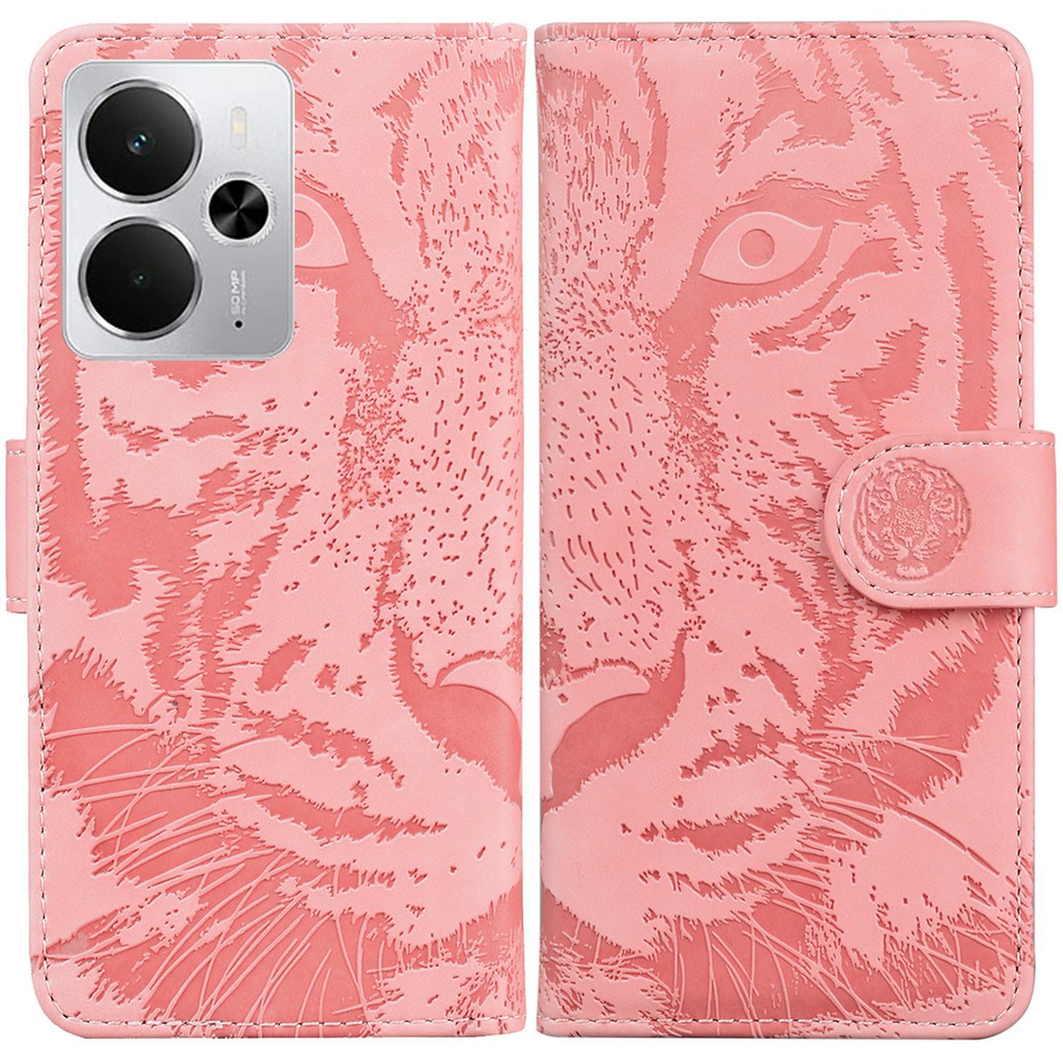 

For Realme 14 5G Case Tiger Imprint Leather Wallet Phone Cover F