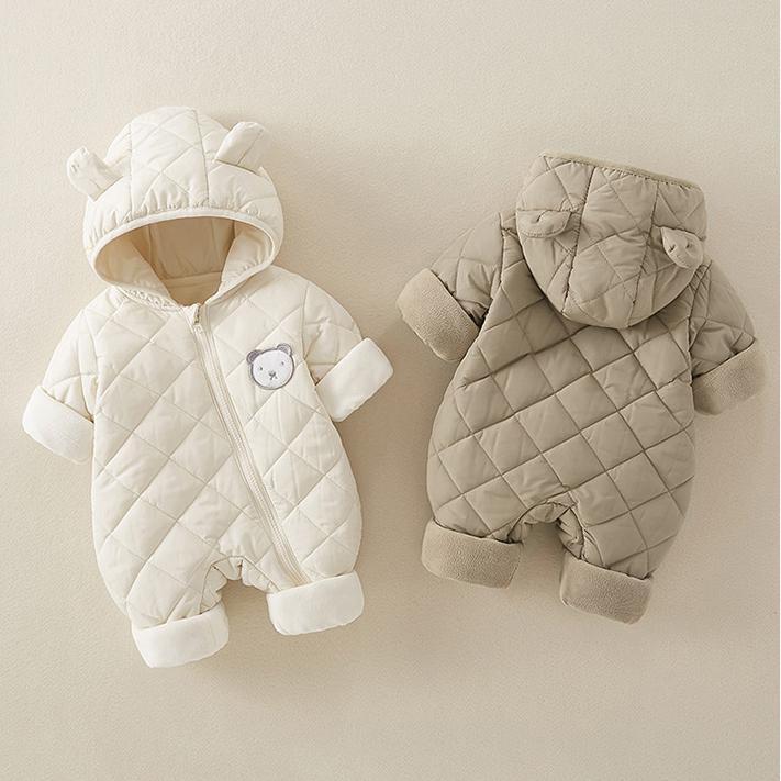 Winter-Outfit für Säuglinge und Kleinkinder, verdickte, mit Kapuze, Baumwolle gefütterte Jacke, Mantel, Neugeborene Jungen und Mädchen, Baby-Herbst- und Winteranzug