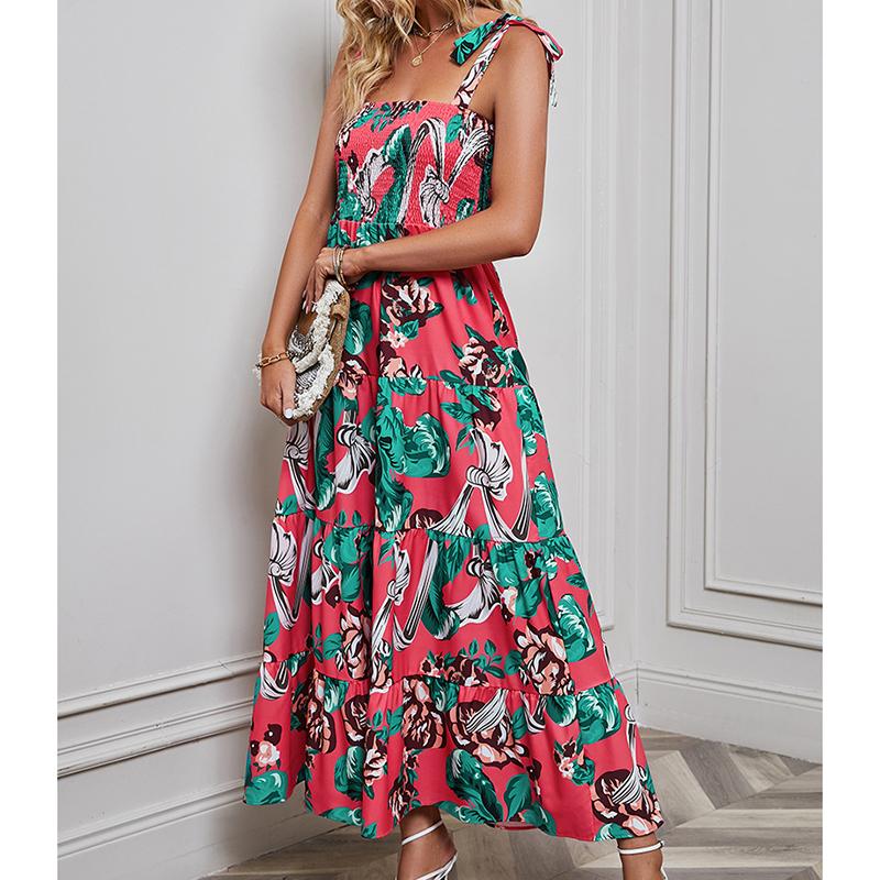 Summer Slim Strapless Holiday Sexy Dress Women Casual Backless Printed Beach Dress Elastic High Waist Womens Dress Elegant 25289