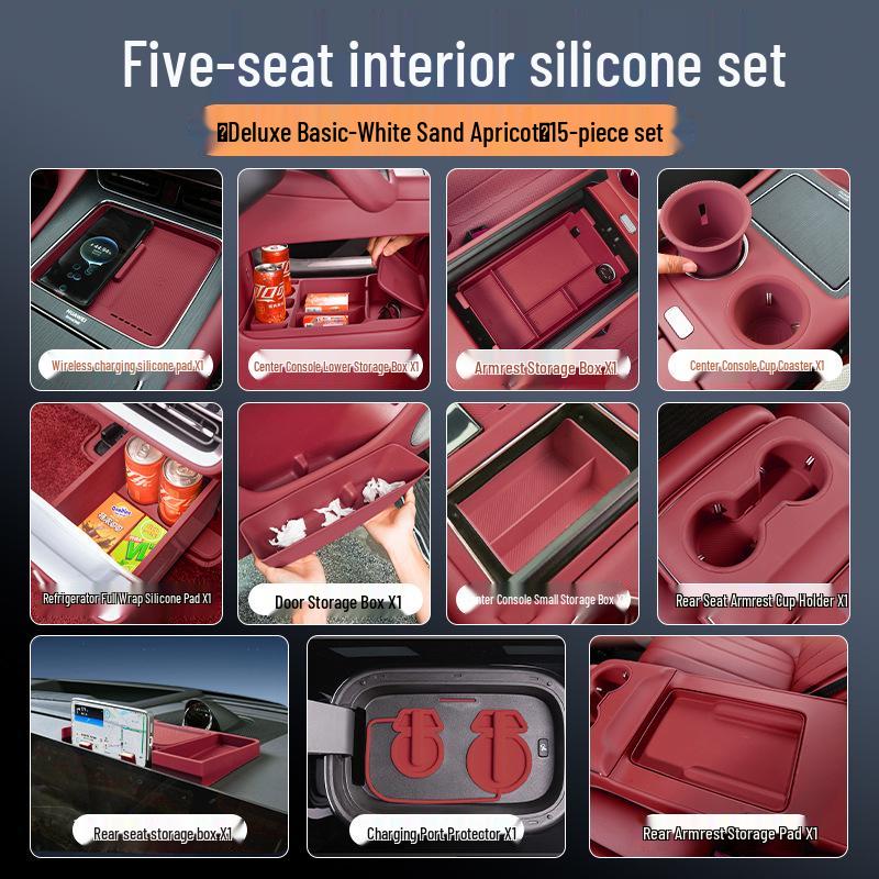 AITO M8 Car Interior Silicone Protector Set - Central Control & Cup Holder Accessories