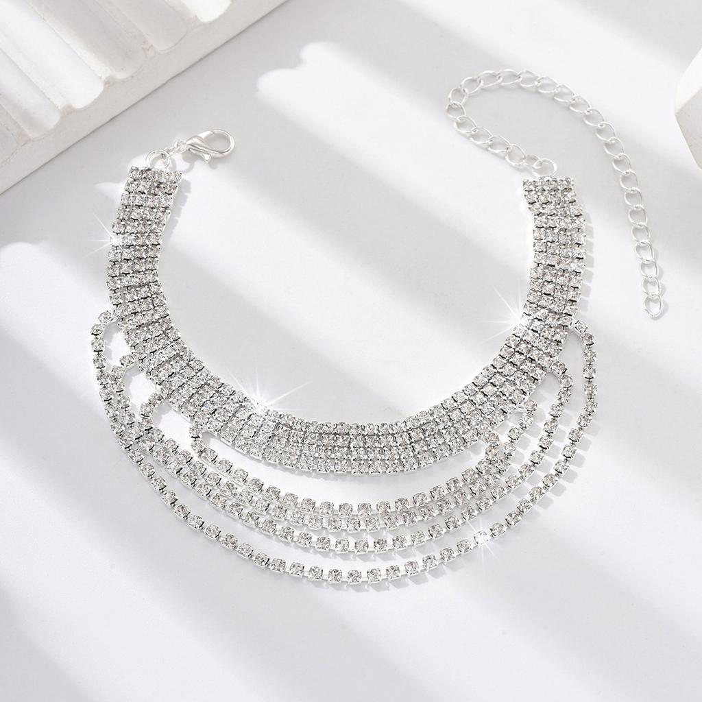 Wielowarstwowa bransoletka na kostkę z frędzlami, wysokie obcasy, akcesoria, moda, seksowna, plażowa bransoletka na kostkę z kryształkami, akcesoria do stóp