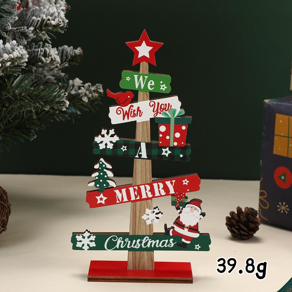 

Christmas Tree Wooden Desktop Ornament Christmas Decorations Santa Claus Snowman Party Gift red