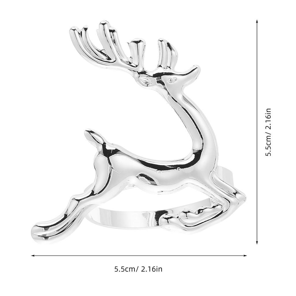 6Pcs Christmas Napkin Buckles Reindeer Design Festive Napkin Holders for Dinner Table Setting Seasonal Celebration Decor