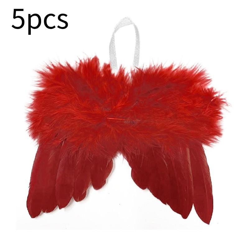 5pcs Angel Wings Christmas Feather Baubles Tree Hanging Ornament Diy Decor Craft