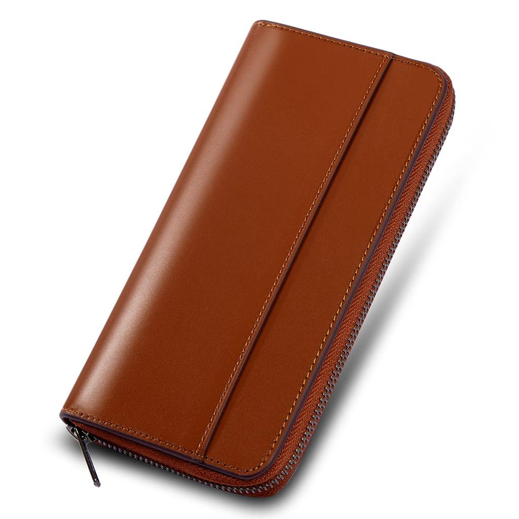 Long Wallet Made in Japan Tochigi Leather Made by Top Wallet Craftsmen Genuine Leather Large Capacity YKK Zipper Wallet Men's Gentleman's (Navy)