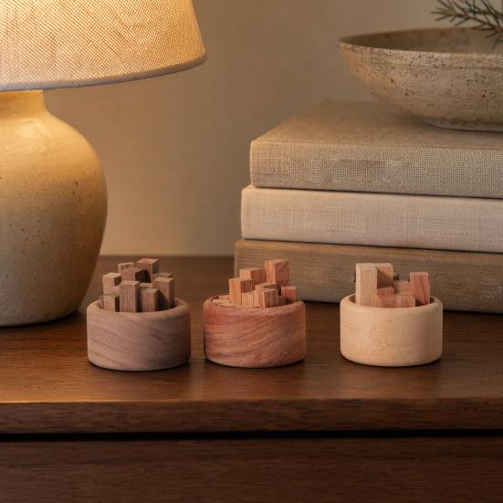 Yangyizhi Holz-Ätherisch-Öl-Diffusor, Buchenholz Aromatherapie Kleiner Runder Diffusor für Zuhause Büros Autos Yogaräume