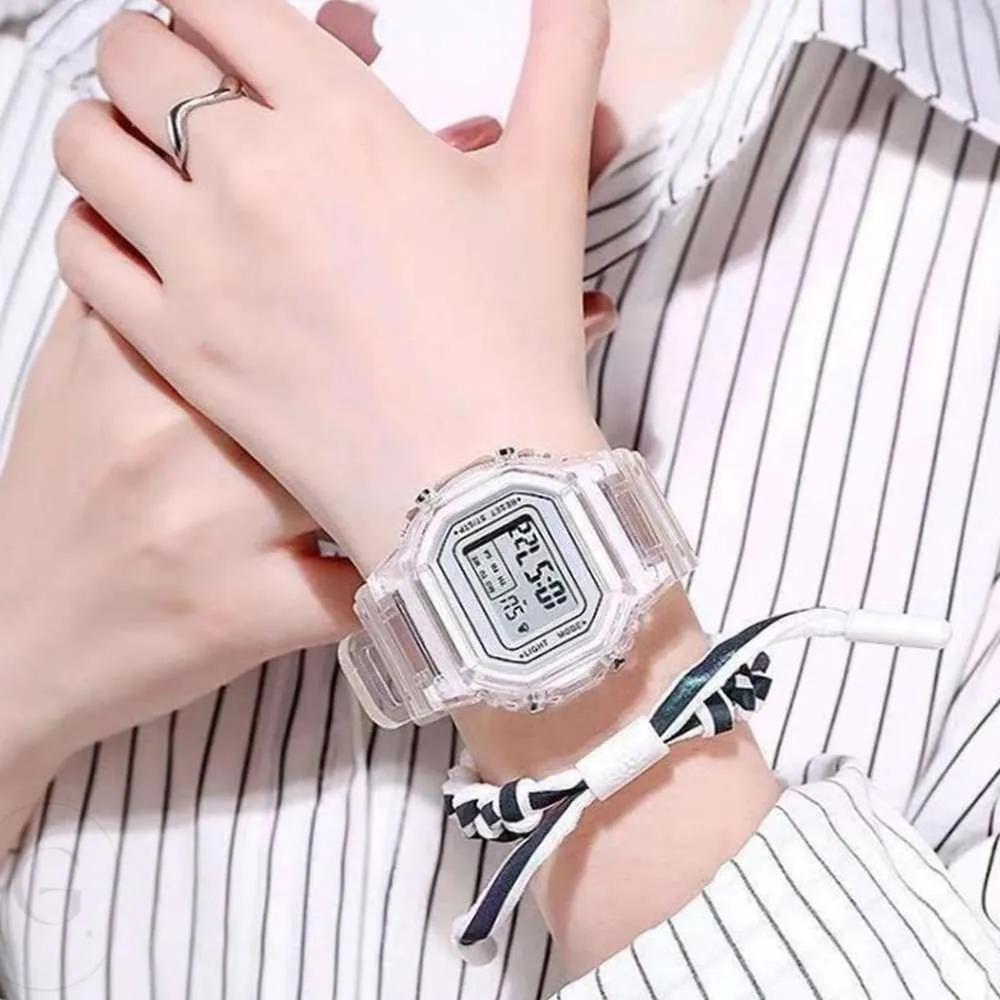 Urethane wrist digital watch electronic watch men s wristwatch military watch Transparent digital watch