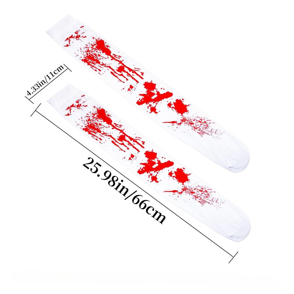 Halloween Cosplay Nurse Costume Socks Bloody High Stockings Women Stockings Blood Stained High Socks Halloween Over Knee Socks