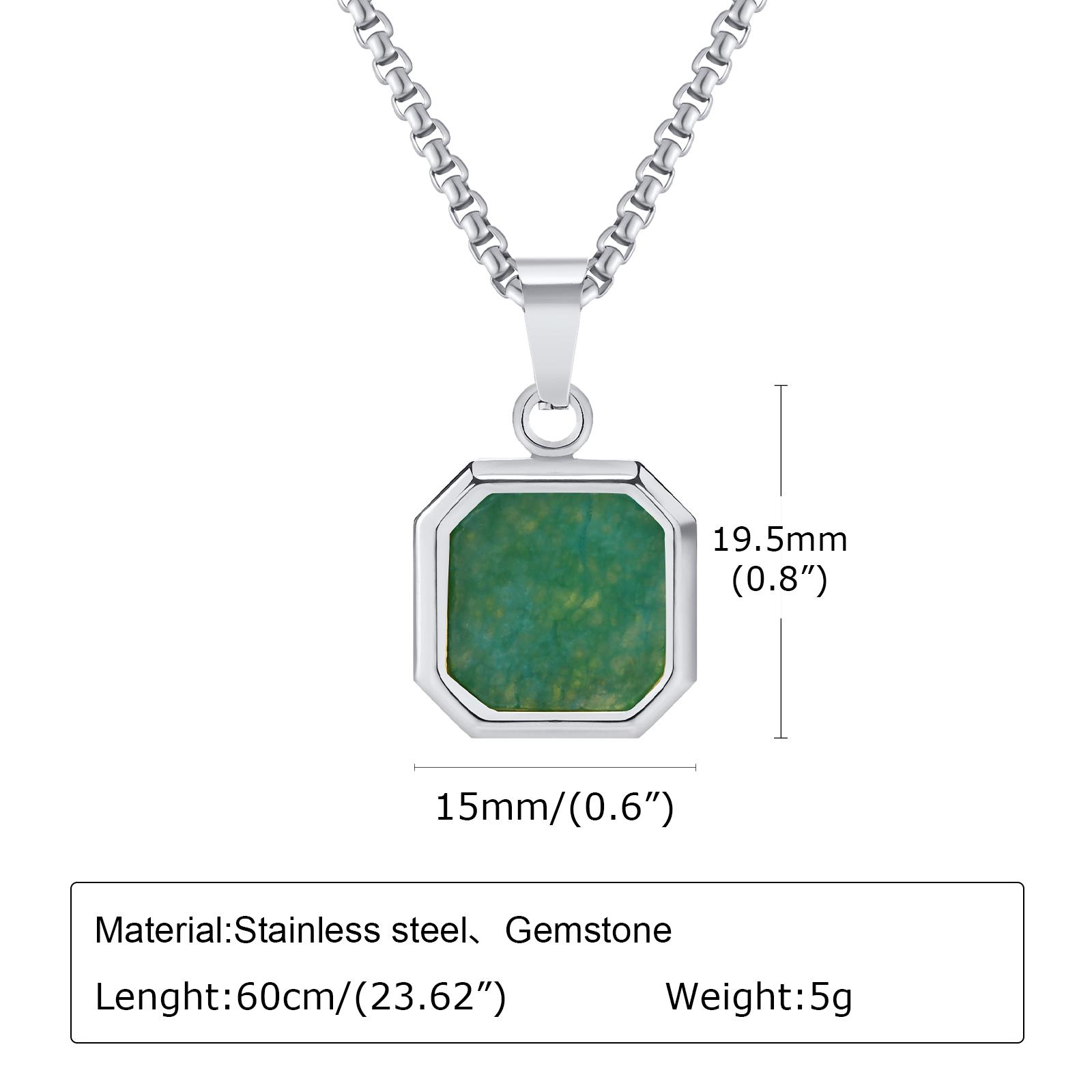 

Square Pendant Necklace For Men, Gemetric Stone Pendant Simple Sport Neck Collar Gift For Dad Boyfriend Valentine s Day