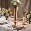 Metal Flower Vase with Pedestal Base Elegant Handles Stable