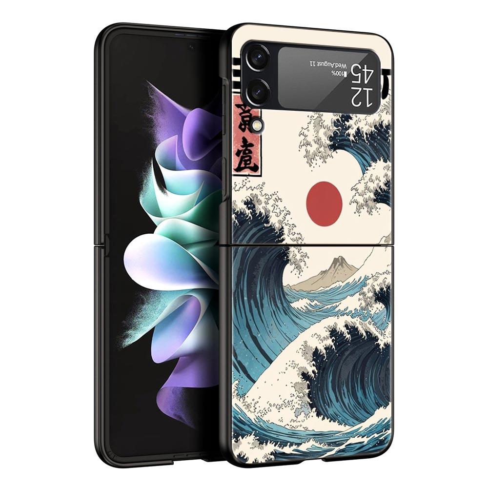 Japanese Style Art Japan Phone Case For Samsung Galaxy Z Flip3 Flip4 Flip5 Case Shell For Z Flip 3 4 5 6 7 Hard Folding Cover