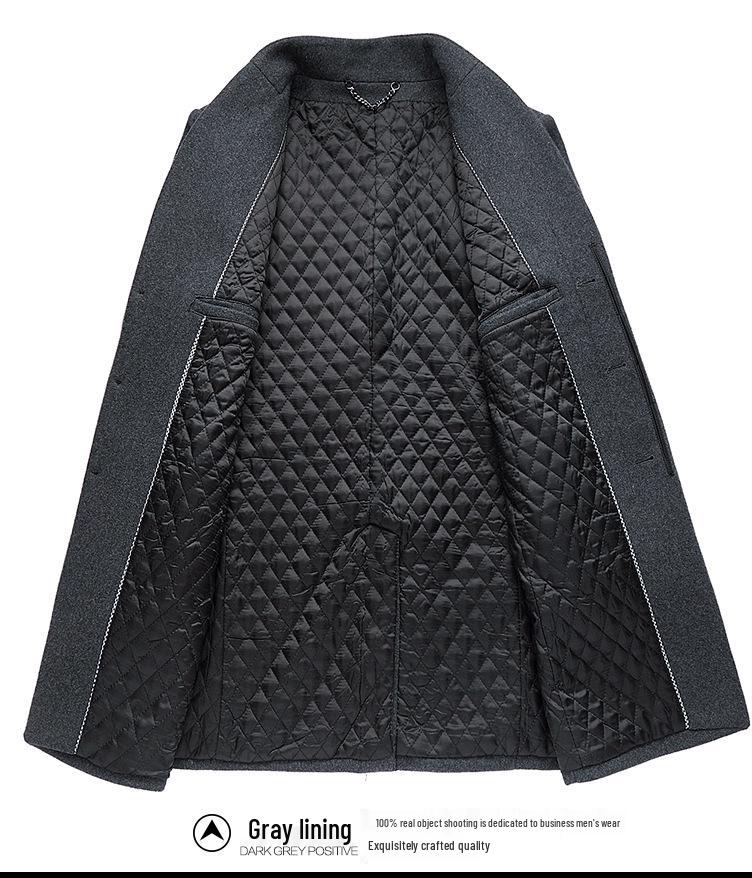 Men's Mid-Length Stand-up Collar Wool Blend Overcoat - Non-Iron Fashion Outerwear for Autumn/Winter 2020