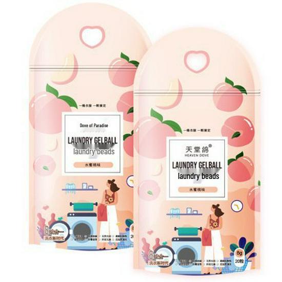 Peach Scent Laundry Pods - 20 Count Bag: Single-Use, Stain-Removing Detergent Beads