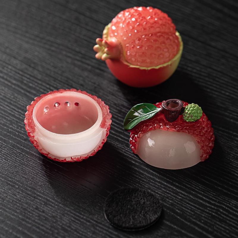Creative Fruit Pomegranate Lychee Shape Mini Aromatherapy Furnace, Home Indoor Zen Tea Ceremony Decor, Small Incense Burner, 1Pc