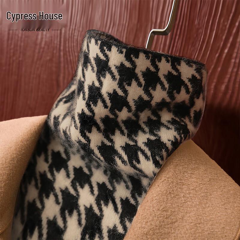 

Si Bai She Women s Slim-Fit High-Neck Houndstooth Knit Top S