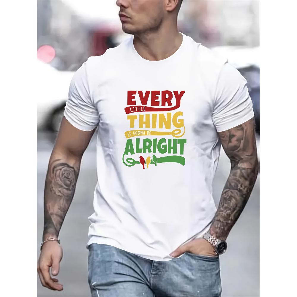 

Every Little Thing Alright T-Shirt,Soft Breathable & Fade-Resistant, Classic Fit for Daily Casual Wear XXL білий