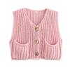2025 Autumn/Winter Women's V-Neck Sleeveless Three-Button Knit Cardigan Vest
