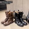 Cowhide Su Yinyin, the Same Second-generation Combat Boots, Leather Buckle Belt, Western Cowboy Boots, Locomotive Desert Short Boots, Women's Marti