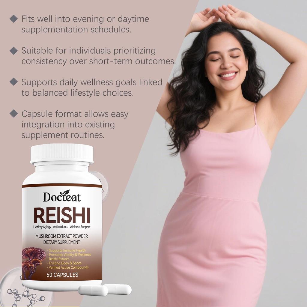 DOCTEAT Reishi Mushroom Capsules – Supports Immunity & Daily Nutrition