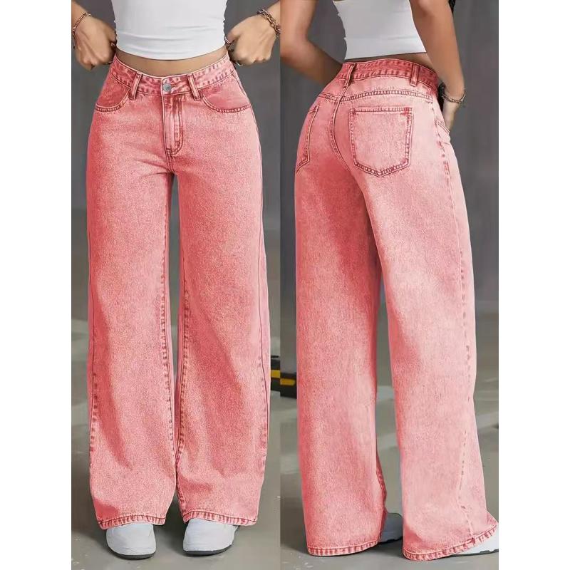 New Women's High Waist Straight Leg Jeans, Sweet & Spicy Style Loose Fit Denim Pants for Summer, Trendy Versatile Casual Trousers