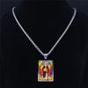 Archangel Saint Uriel Judaism Glass Stainless Steel Chain Necklace Silver Color Geometry Pendant Jewelry collier chaine NXS02