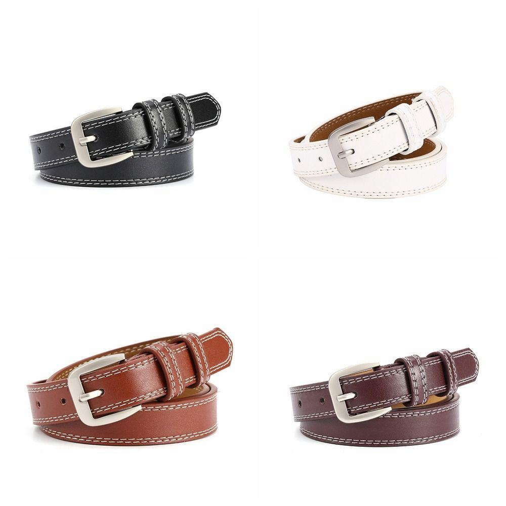 Korean Style Women's Belt Square Buckle Pin Buckle Belt Retro Leather Belt  Daily