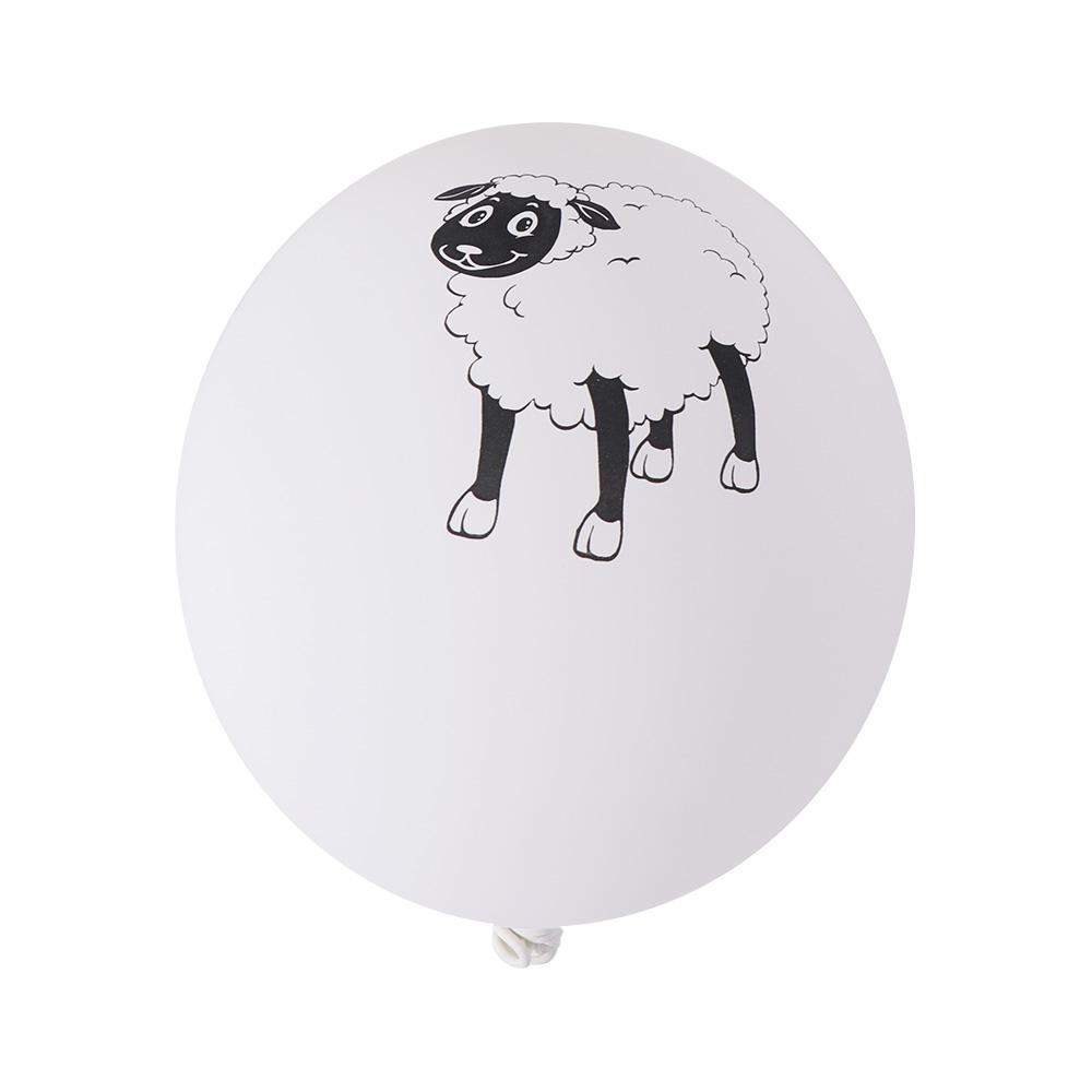 10pcs 12inch White Sheep Latex Balloons Inflatable Animal Balloons Sheep Print Balloon  Home Decor