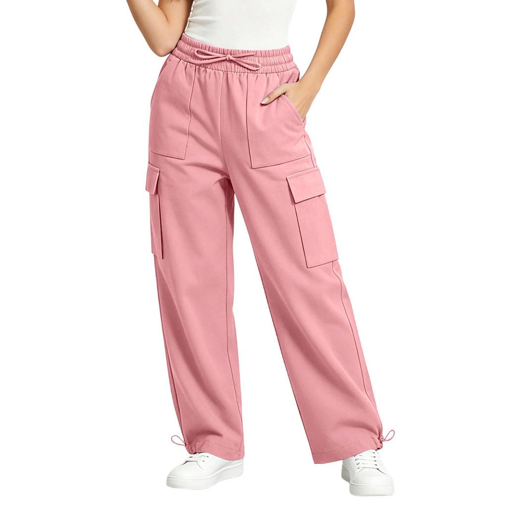 Women's High Waist Drawstring Wide Leg Pants Casual Trousers