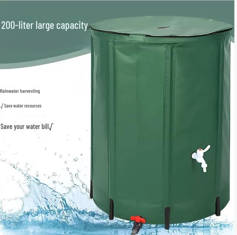 Foldable Rainwater Collector: Portable Multi-Functional Storage Barrel for Outdoor and Garden Use.