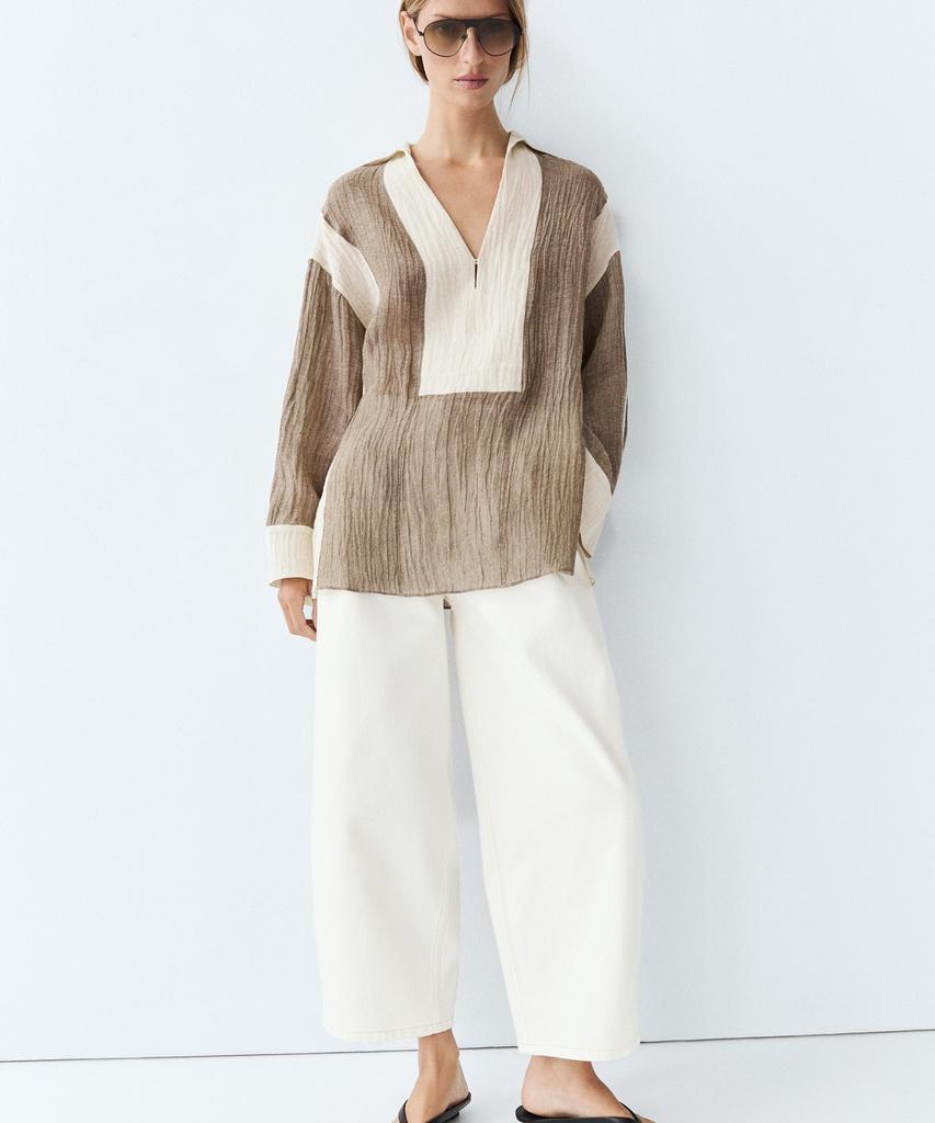 Masimodutti Fluid Texture Linen Blend Blouse