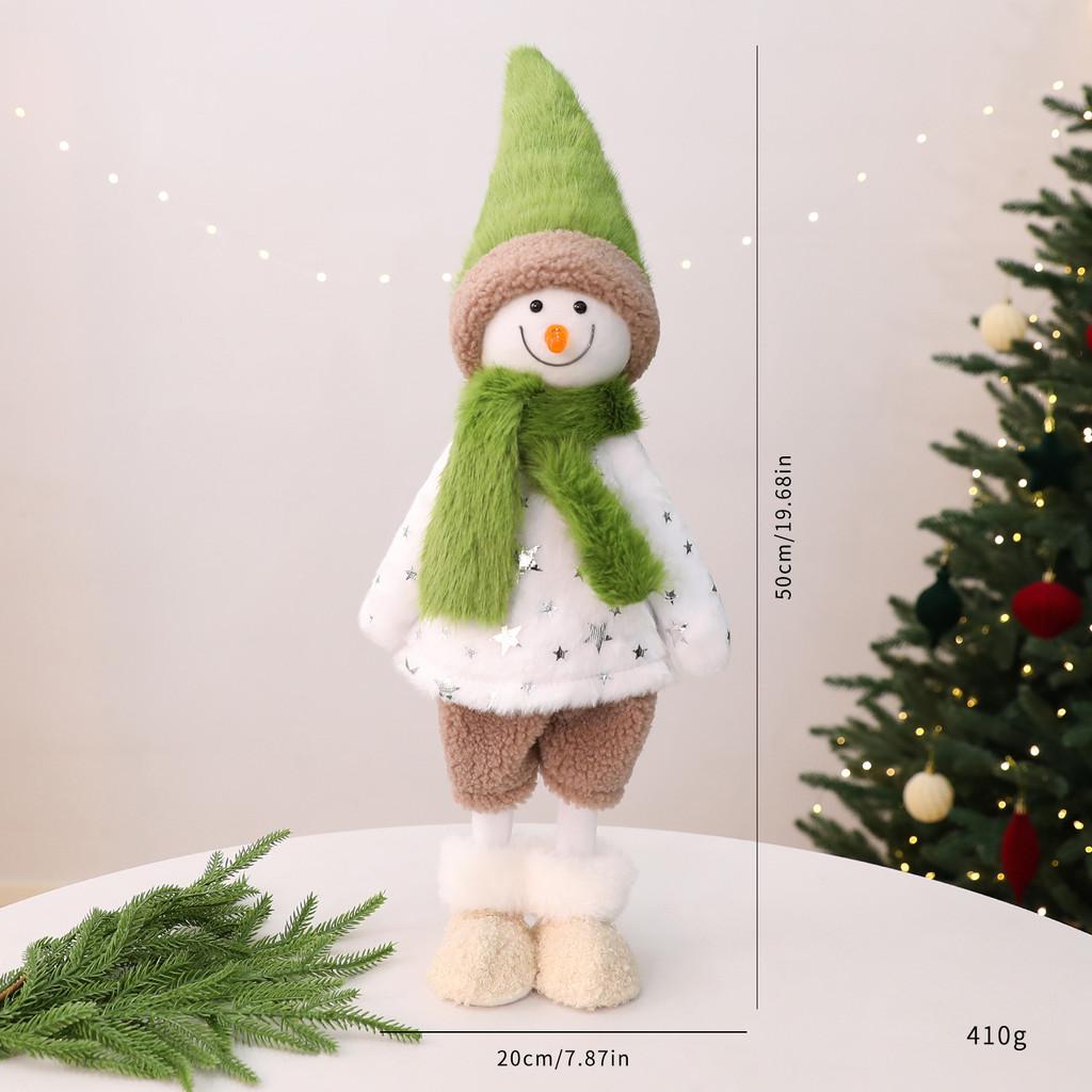 Christmas Decor Plush Doll With Green Scarf For Holiday Window Display