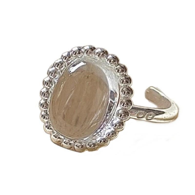 High-End White Moonlight Ring: Elegant Adjustable Open Ring for Women, Light Luxury, Versatile, Stackable, Fashionable Index Finger Ring.
