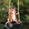 Lifelike Squirrel Tire Swing Weatherproof Resin Squirrel Figurine Home Courtyard