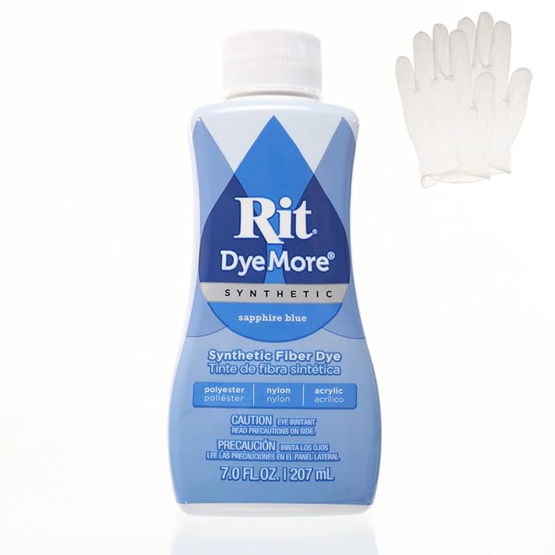 

Lit Dymore 7 oz Synthetic Liquid Textile Dye Single Pack with Plastic Gloves for Clothing, Decorations and Crafts – sapphire blue