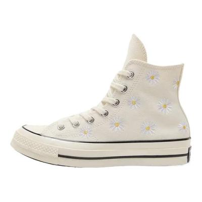 Chuck 70 High Marguerites Brodées - Egret Baskets Unisexe Crème Blanc Noir A16762C