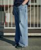 Peullukeu Washed Wide Denim Pants Light Blue Fdp104