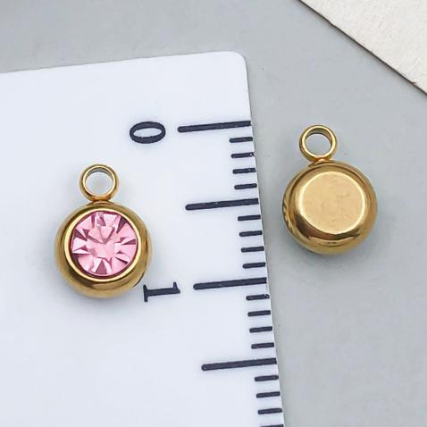 12pcs Mix Birthday Pendant Round Stainless Steel Rhinestone Charms For Jewelry Making Supplies DIY Necklace Bracelets Materials