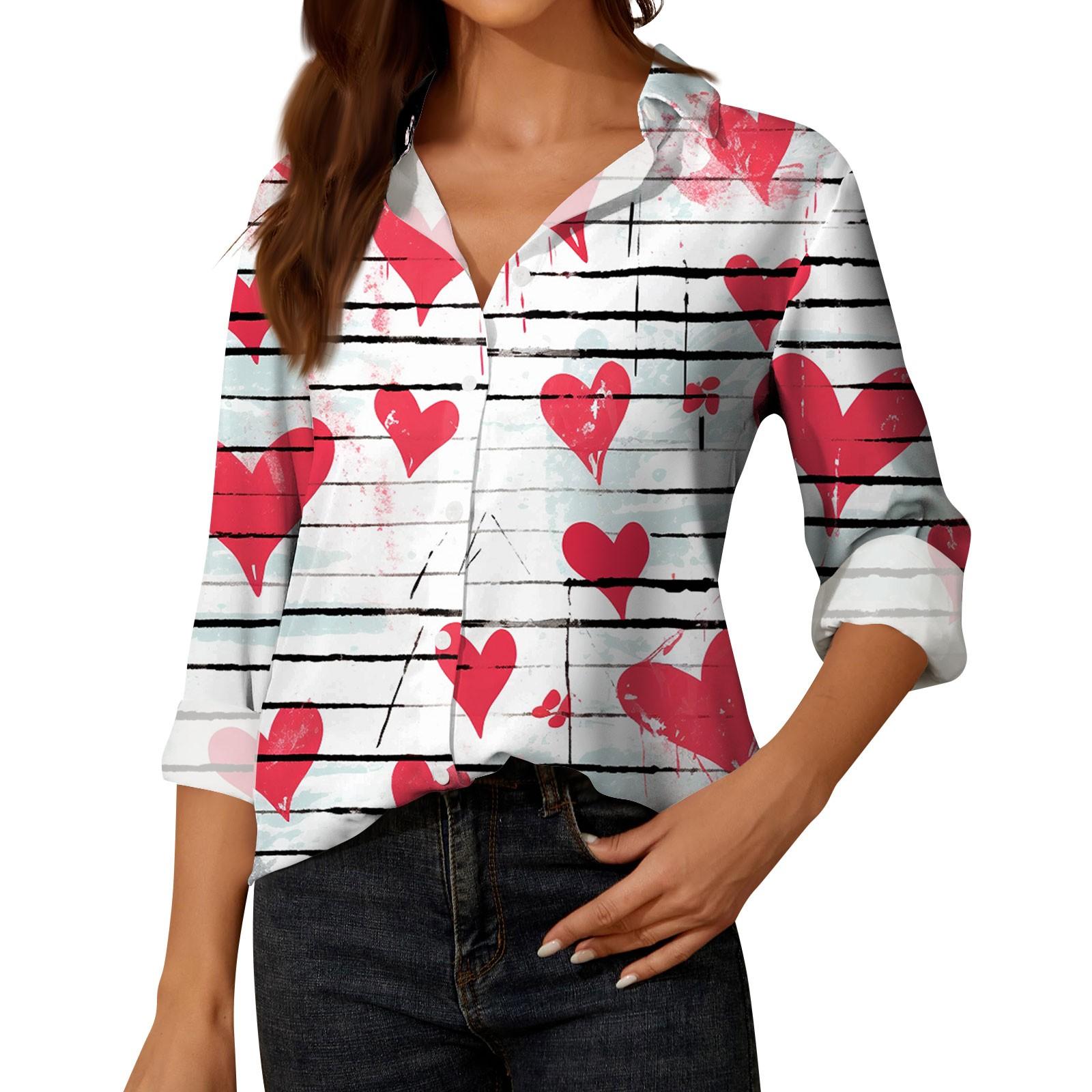

Женская рубашка-блузка с принтом и пуговицами, длинный рукав, повседневный базовый рубашечный воротник, обычный топ M